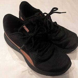 Puma Black Sneakers with Rose Gold Highlights